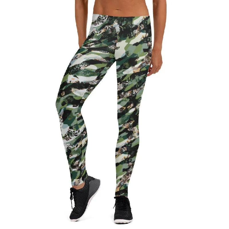 Black Camouflage Women's Mid-Rise Leggings