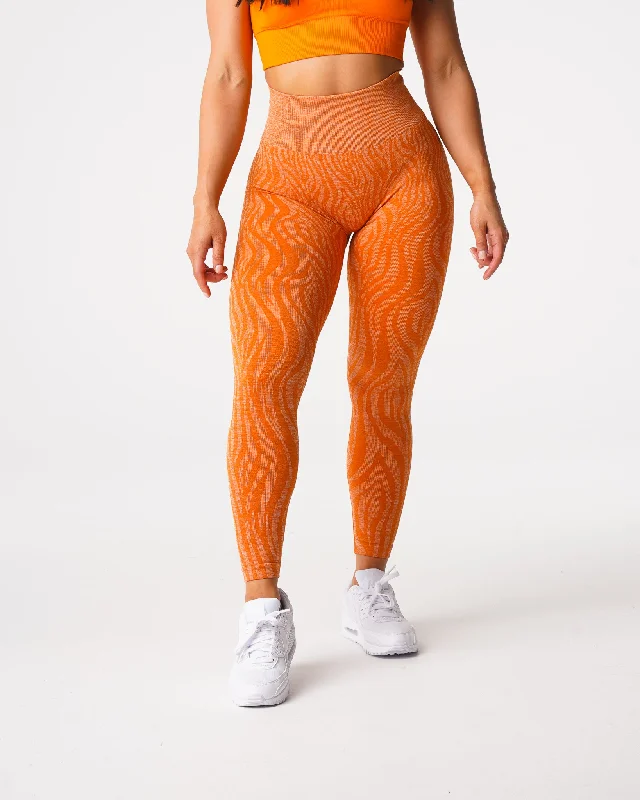 Burnt Orange Zebra Seamless Leggings