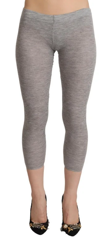 Chic Gray Slim-fit Cropped Leggings