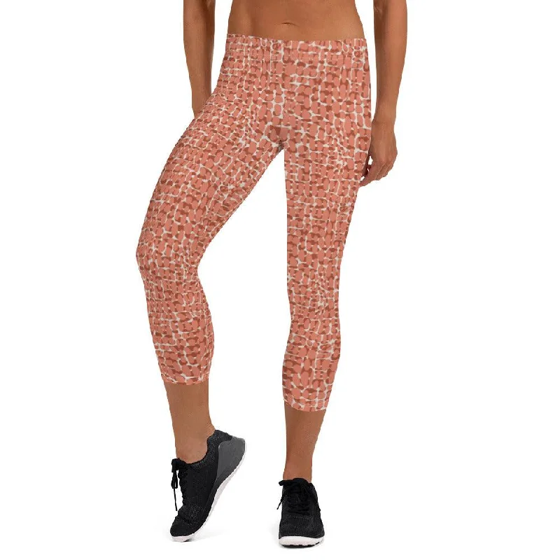 Copper Animal Print Women's Capri Leggings