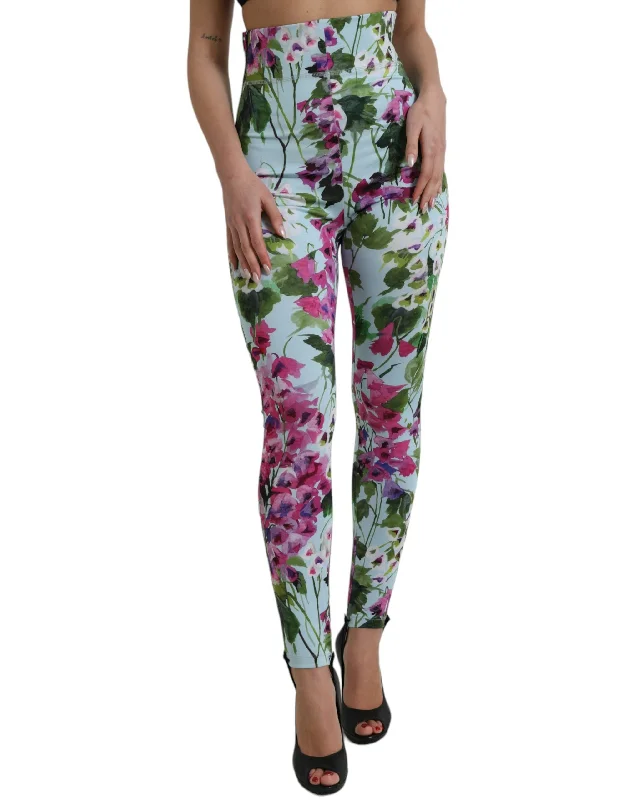 Elegant Floral High-rise Leggings Pants