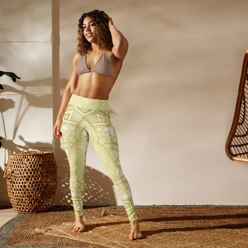 Elegant Gold Geometric Yoga Leggings, lioness-love