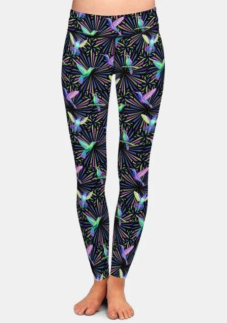 Gorgeous Flying Hummingbirds Printed Leggings