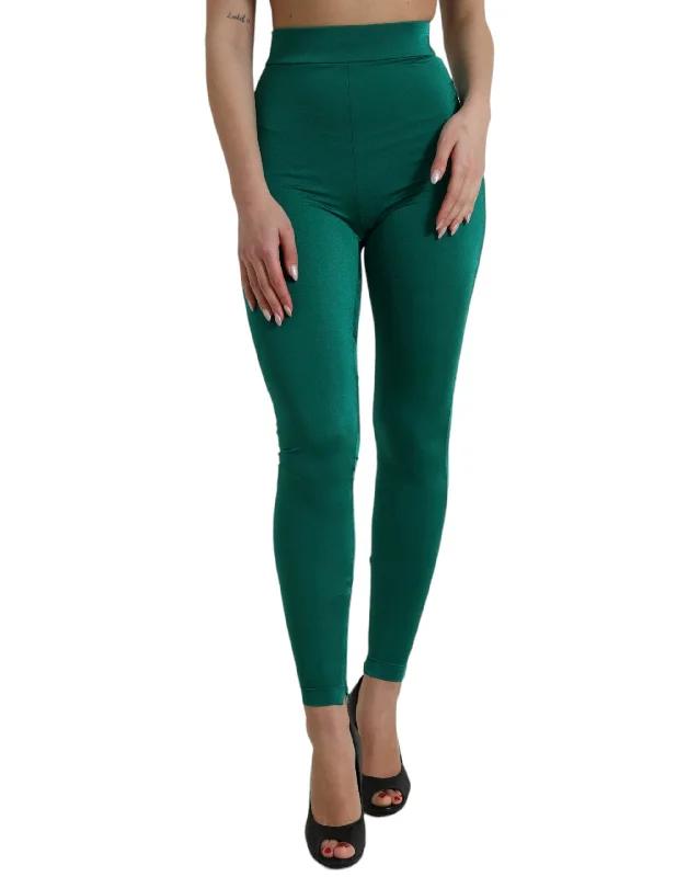 Green High Waist Designer Leggings