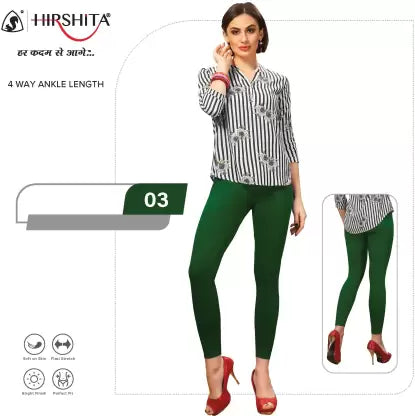 HIRSHITA Churidar Ethnic Wear Legging  (Green, Solid)