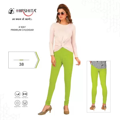 HIRSHITA Churidar Ethnic Wear Legging  (Green, Solid)