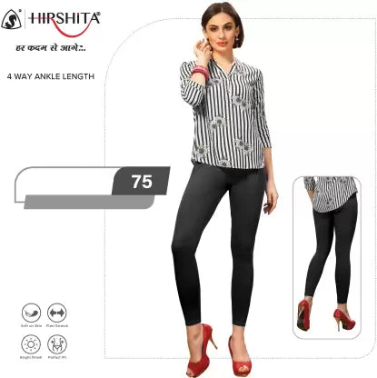 HIRSHITA Churidar Ethnic Wear Legging  (Grey, Solid)