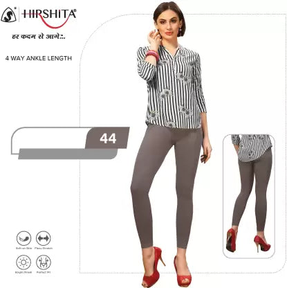 HIRSHITA Churidar Ethnic Wear Legging  (Grey, Solid)