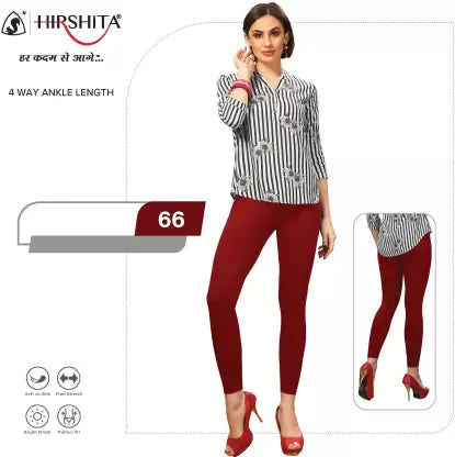 HIRSHITA Churidar Ethnic Wear Legging  (Maroon, Solid