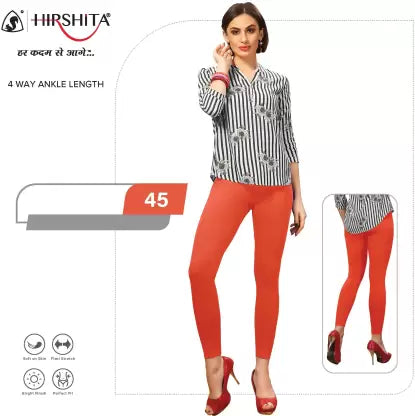 HIRSHITA Churidar Ethnic Wear Legging  (Orange, Solid)