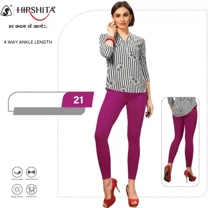 HIRSHITA Churidar Ethnic Wear Legging  (Pink, Solid)