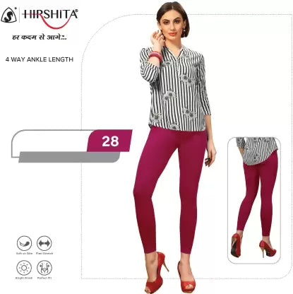 HIRSHITA Churidar Ethnic Wear Legging  (Pink, Solid)