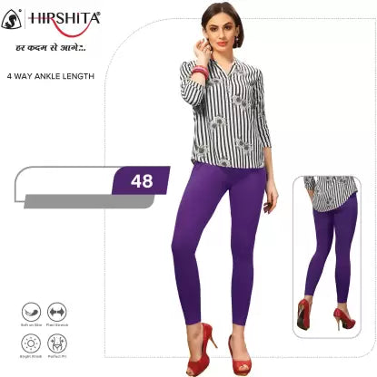 HIRSHITA Churidar Ethnic Wear Legging  (Purple, Solid)