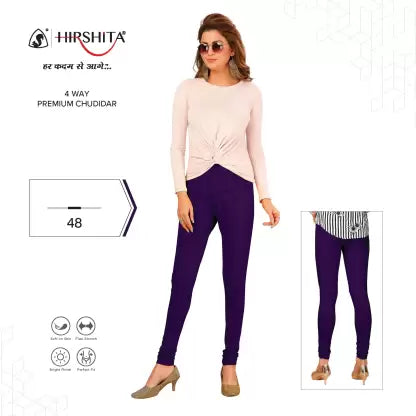 HIRSHITA Churidar Ethnic Wear Legging  (Purple, Solid)