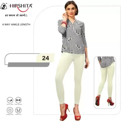 HIRSHITA Footed Ethnic Wear Legging  (White, Solid)