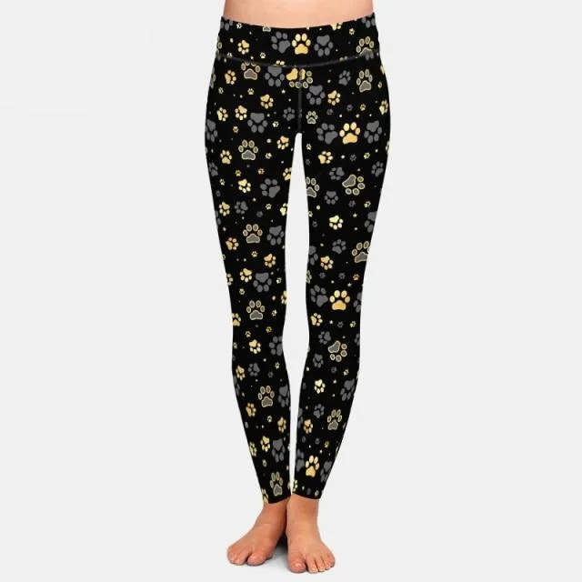 Ladies Assorted Dog Paws Printed Leggings