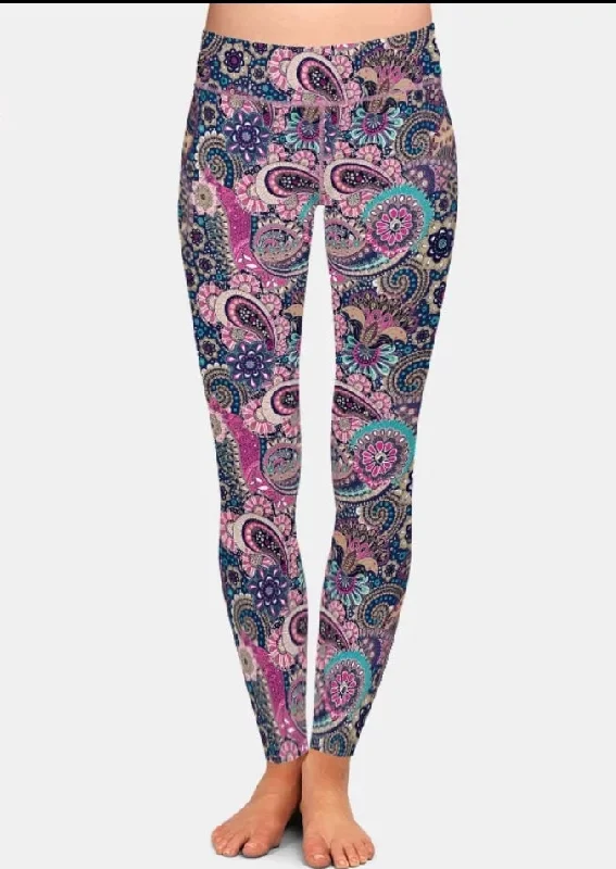 Ladies Beautiful Pastel Paisley Printed Leggings