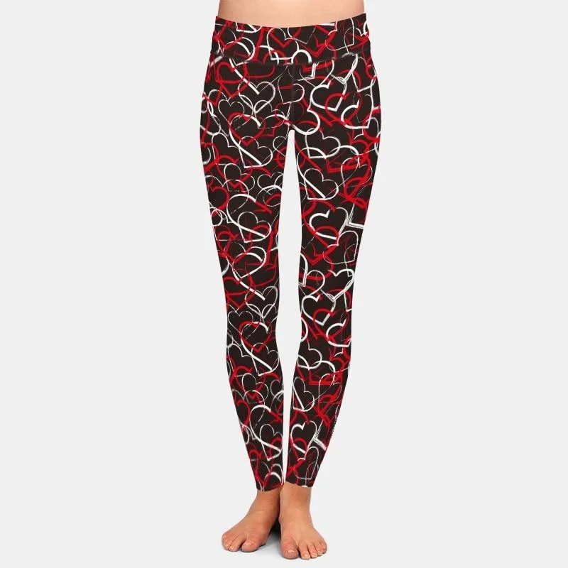 Ladies Printed Hearts Design Leggings