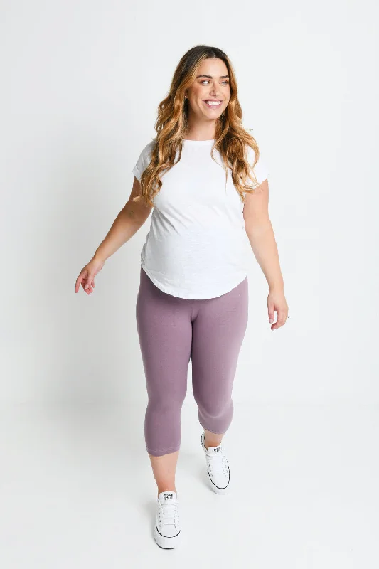 Maternity Everyday Cropped Leggings - Elderberry Purple