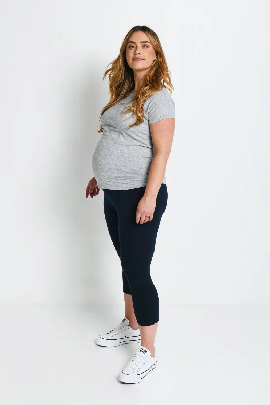 Maternity Everyday Cropped Leggings - Navy Blue