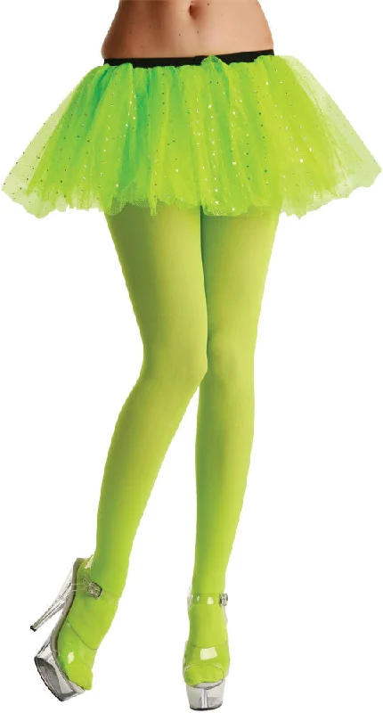 Opaque Neon Green Tights Bold Fashion Accessory