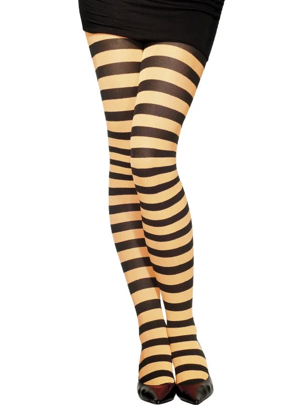 Orange & Black Striped Tights