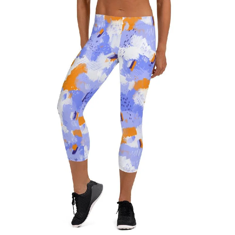 Purple Abstract Women's Capri Leggings