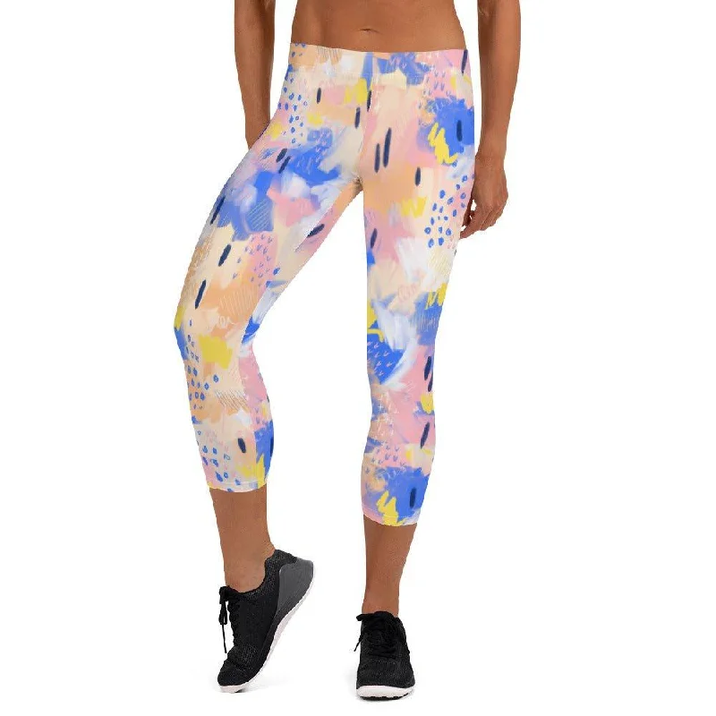 Purple and Pink Abstract Women's Capri Leggings