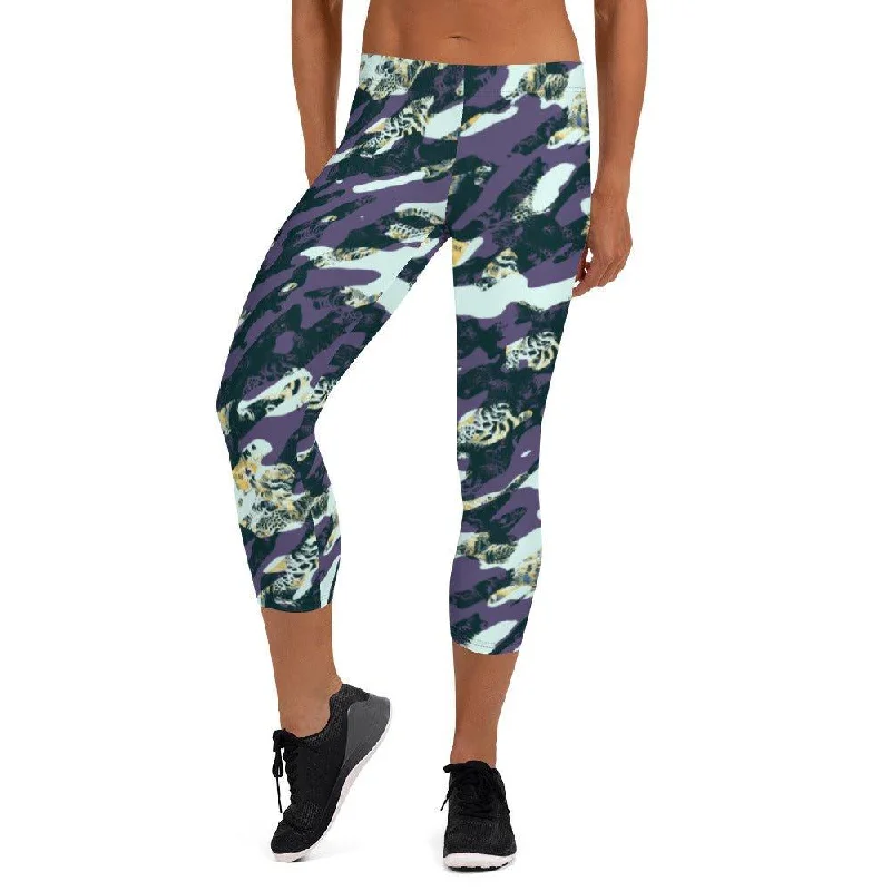 Purple Camouflage Women's Capri Leggings