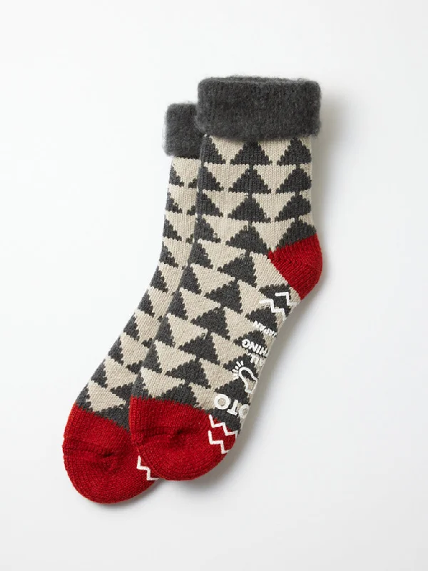 Rototo Comfy Room Socks in Charcoal Red