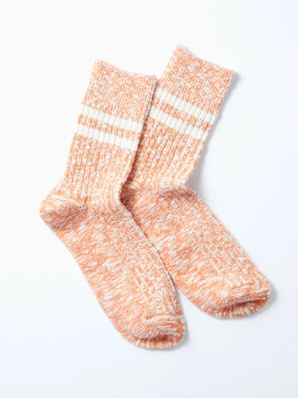 Rototo Organic Slub Stripe Sock in Orange