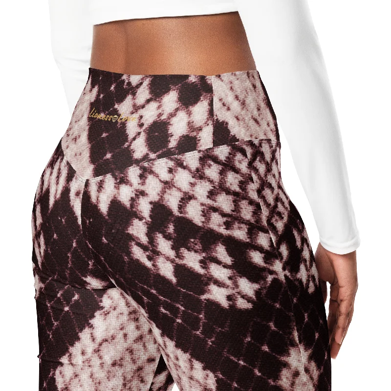 Snakeskin Printed Flare Leggings, lioness-love