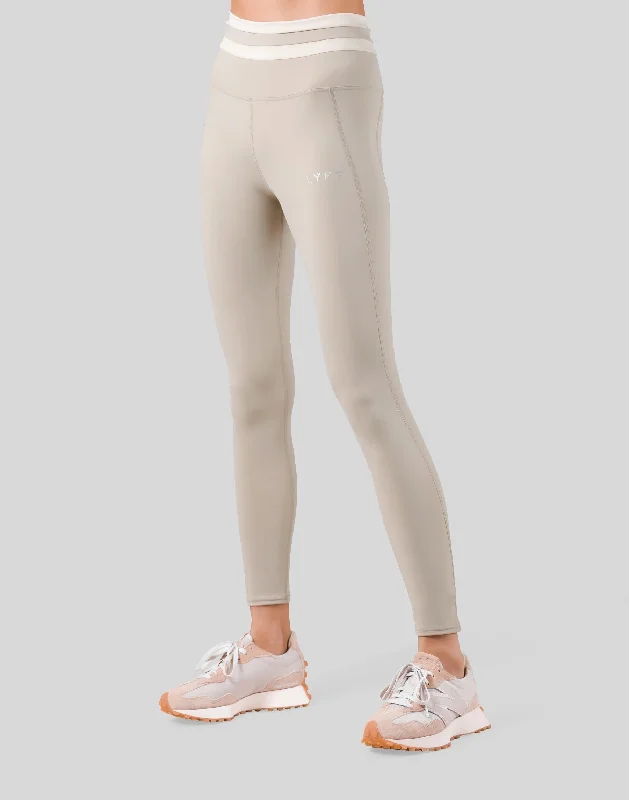 Stripe High Rise Leggings - Beige