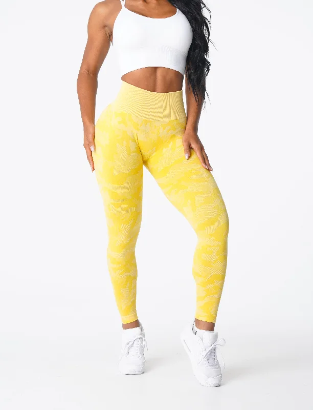 Sunshine Yellow Camo Seamless Leggings