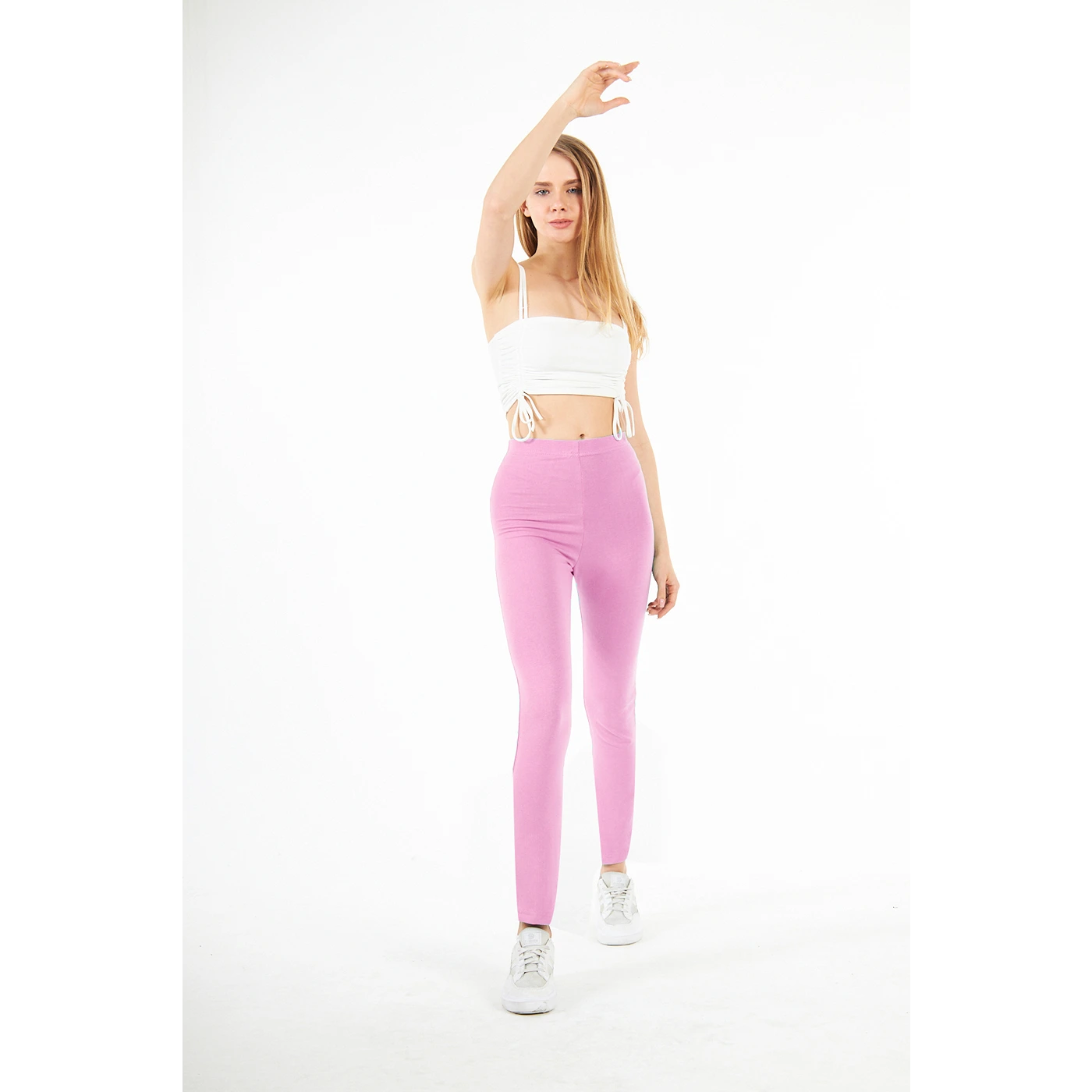 Pink Cotton Jersey Leggings