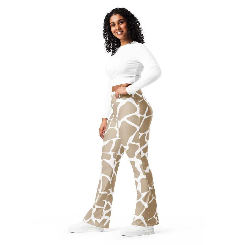 Women’s Leggings Giraffe Print Flare Leg, lioness-love