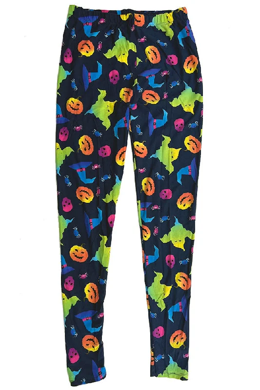 Women's Regular Colorful Ghost Pumpkin Pattern Printed Leggings