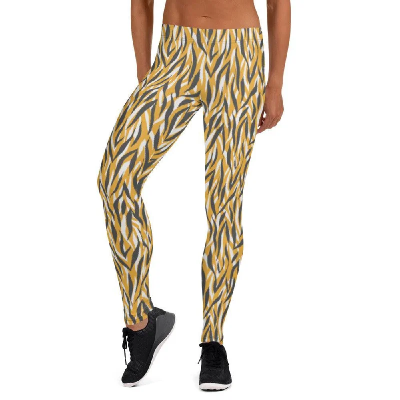 Yellow Animal Print Women's Mid-Rise Leggings