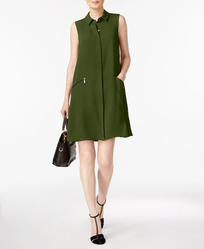 Alfani Zip Pocket A Line Shirtdress