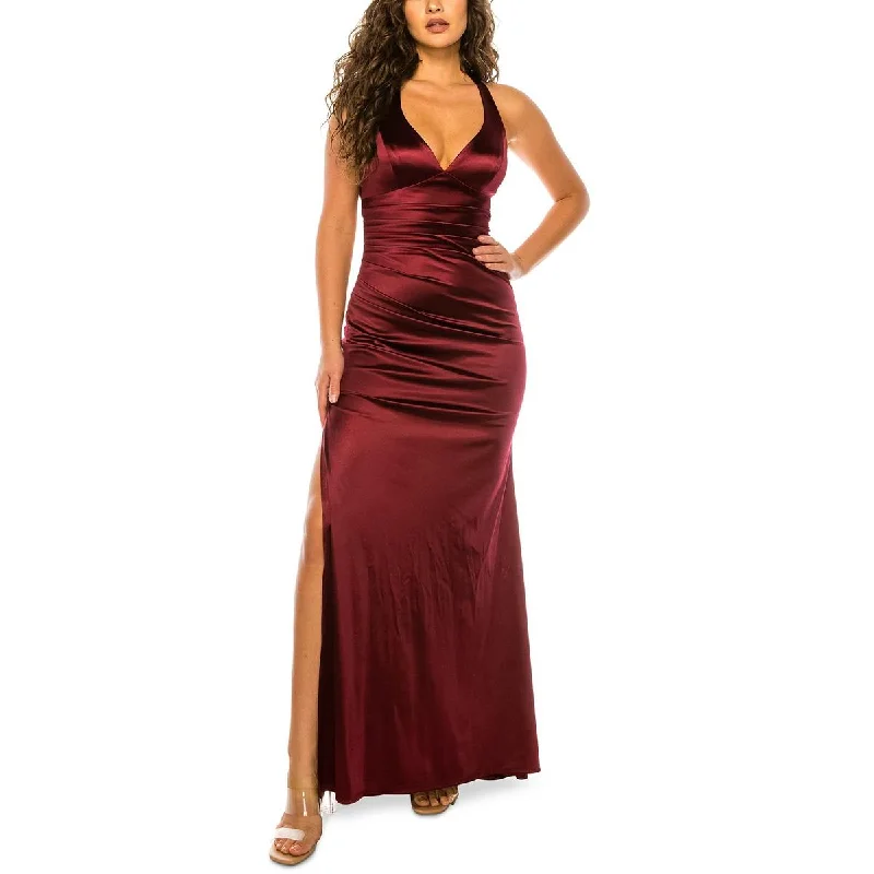 Bee Darlin Womens Juniors Satin Strappy Evening Dress