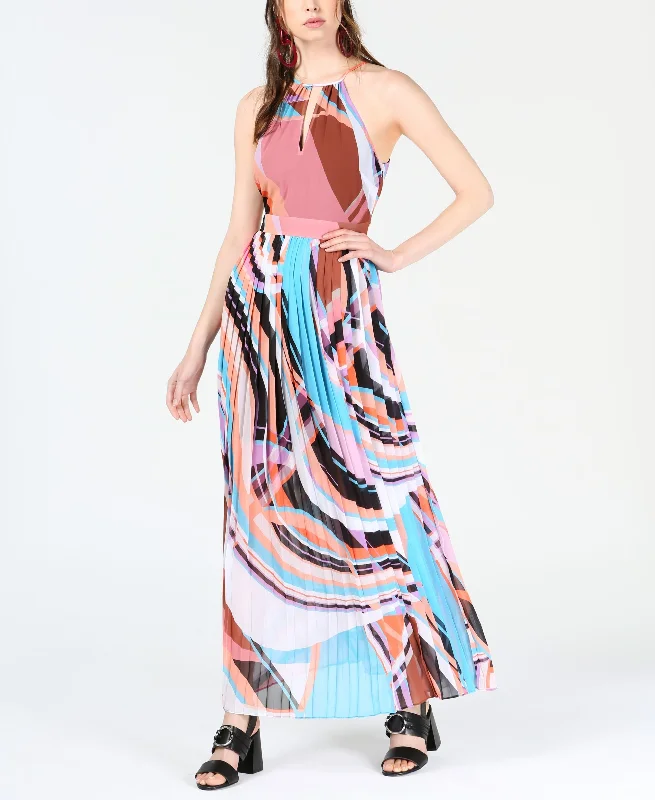 Bar III Printed Halter Neck Maxi Dress