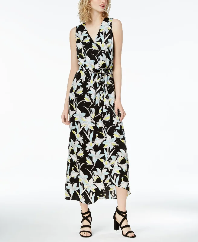 Bar III Printed Wrap Maxi Dress