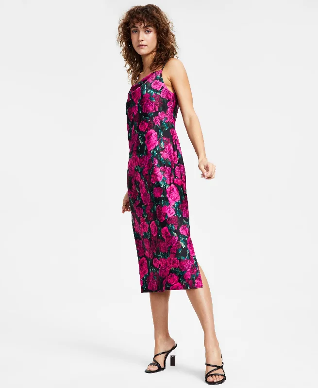 Bar III Womens Floral Midi Slip Dress