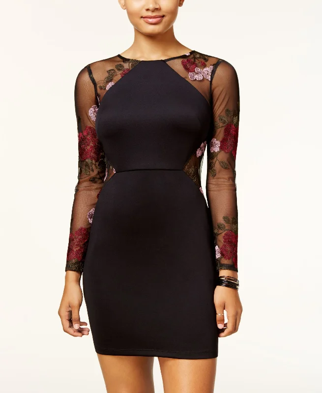 Bcx Juniors Embroidered Illusion Bodycon Dress