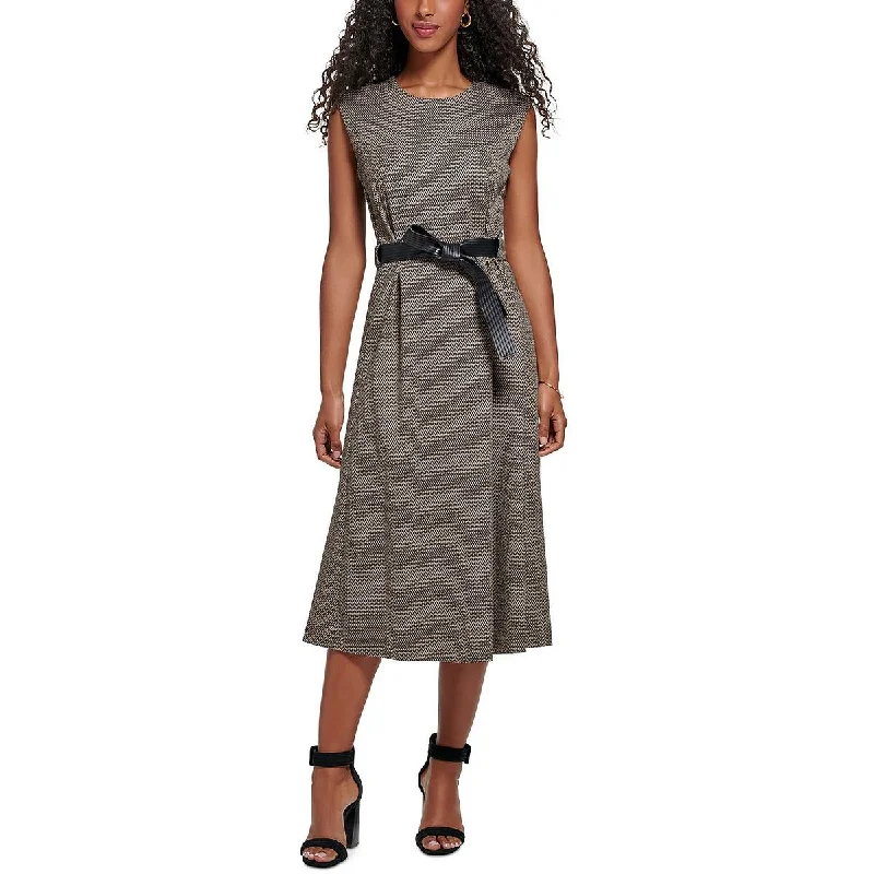 Calvin Klein Womens Chevron Work Midi Dress