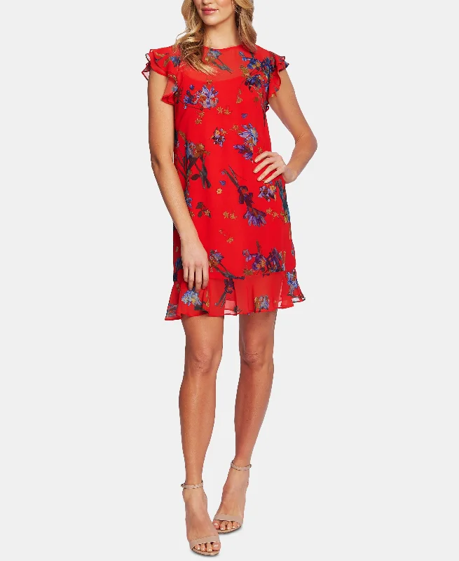 Cece Ruffled Floral Print Dress