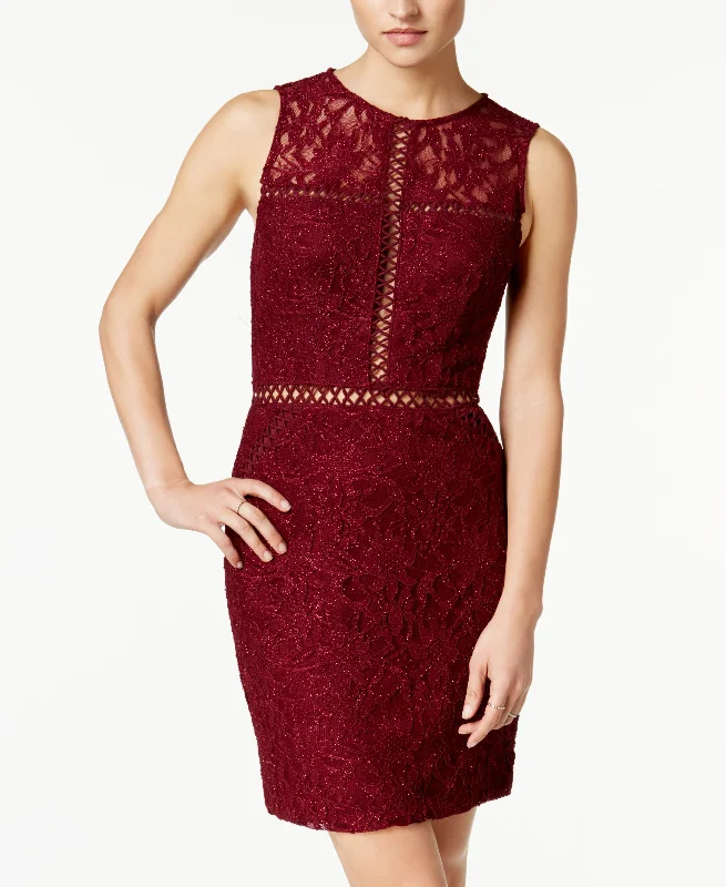 City Studios Juniors Glitter Lace Bodycon Dress