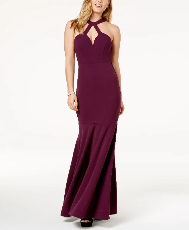 City Studios Juniors Open Back Halter Gown