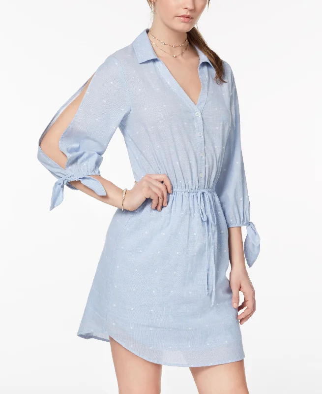 City Studios Juniors Split Sleeve Drawstring Shirtdress