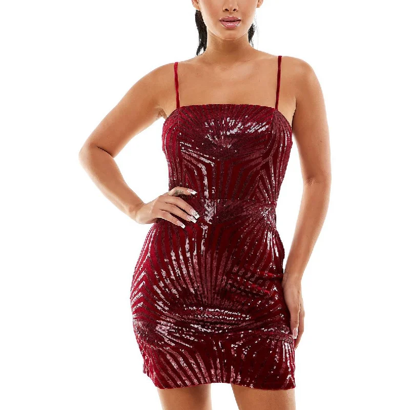 Crystal Doll Womens Juniors Velvet Mini Bodycon Dress